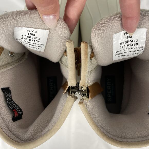 Sperry Women's Saltwater Embossed Wool Duck Boots Ivory 10M US - Picture 8 of 8